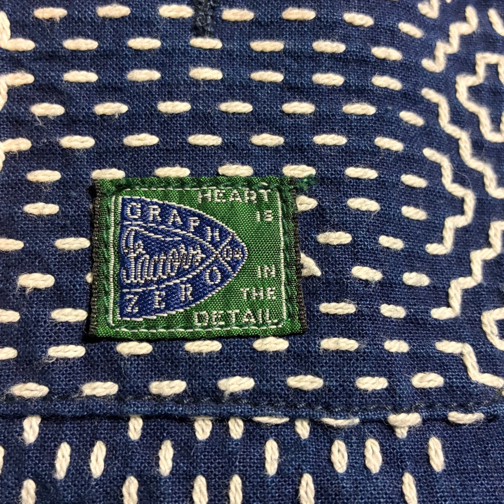 Graph Zero Indigo Sashiko Patchwork Workwear Jack… - image 3